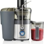 Hamilton Beach Juicer Machine, Centrifugal Extractor, Big Mouth 3″ Feed Chute, Easy Clean, 2-Speeds, 40 oz. BPA Free Pitcher, 850 Watt Motor, Silver (67850)