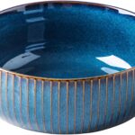 Salad Bowl 66 Oz, 8″ Large Soup Bowls, Porcelain Round Serving Bowl Blue Decorative Bowl for Salad, Chip, Cereal, Fruits and Pasta (1pc)