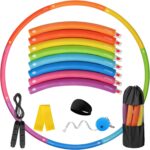 Weighted Exercise Hoop for Adults, 2.2lb&2.8lb Adjustable Fitness Hoop, 8 Detachable Hoop Sections with Jump Rope & Storage Bag, Home Gym Workout