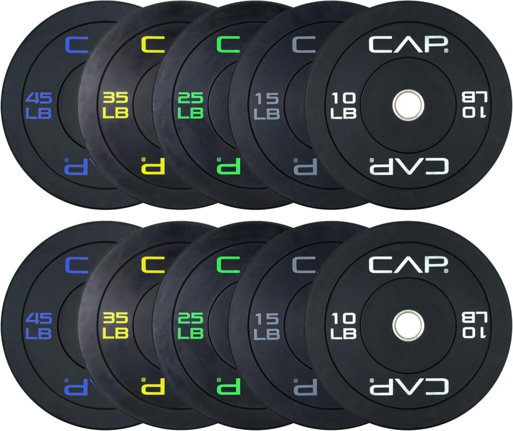 CAP Barbell 2-Inch Olympic Bumper Plate Weight Set | 100-370 lbs | Multiple Options