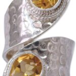 NOVICA Artisan Handmade Citrine Wrap Ring Sterling Silver with Gemstone Jewelry Yellow Multi India Buttercup Primrose Happiness Birthstone [ring Front 1.8 in L x 0.6 in W Band Width 5 mm W] ‘