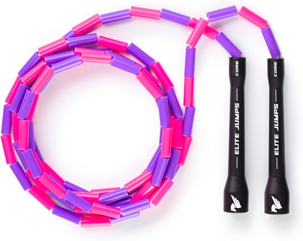 Beaded Kids Exercise Jump Rope – Segmented Skipping Rope for Kids – Durable Shatterproof Outdoor Beads – Light Weight and Tangle Free Exercise Training – Easily Adjustable Kids Jump Rope for Fitness