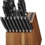 Chicago Cutlery Insignia Triple Rivet Poly (18-PC) Kitchen Knife Block Set With Wooden Block & Built-In Sharpener, Black Ergonomic Handles and Sharp Stainless Steel Professional Chef Knife Set