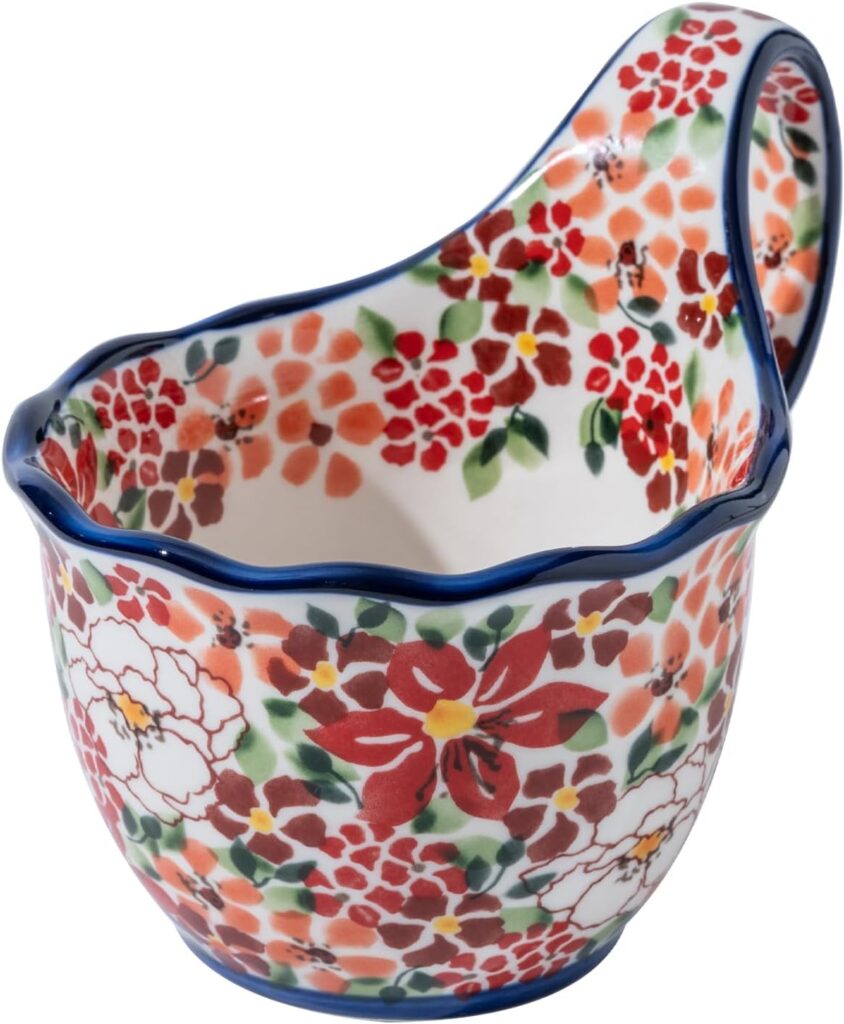 ALMA Handpainted Microwavable Soup Bowl with Loop Handle 18.6oz, Cereal Bowl With Handle Great for Berry, Fruits, Chili, Stew, Ice cream,Floral Soup Mug for Women