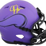 Vikings Justin Jefferson Authentic Signed Rave Speed Mini Helmet BAS Witnessed