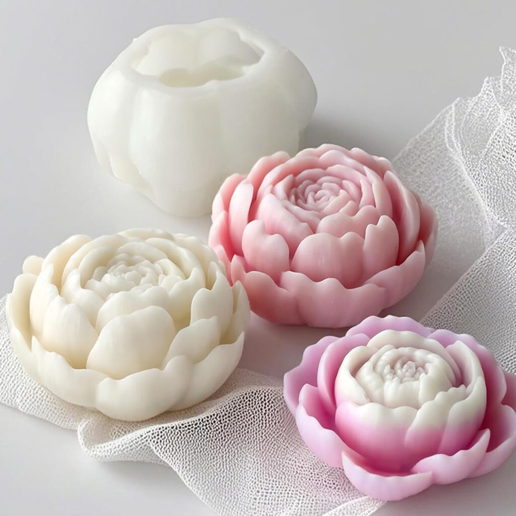 Peony Candle Molds Silicone Flower Silicone Molds for Epoxy Resin Handmade Soap Aromatherapy Candles Wax DIY Crafts Home Decoration