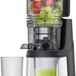 Cold Press Juicer, 5.3″ Wide Feed Chute Juice Extractor Machine with 400W, High Juice Yield, Slow Masticating Juicer for Whole Vegetables & Fruits, Gray-Stainless Steel