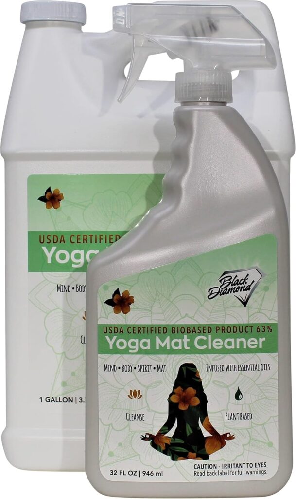 Black Diamond Stoneworks Yoga Mat Spray Cleaner: USDA Certified BIOBASED- Essential Oils, Safe for All Type of Materials, Exercise, Pilates, or Workout Mats. (1 quart/1 gallon)