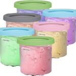 6 Pack Creami Pint Containers Replacement for Ninja Creami Pints, 16oz Ice Cream Containers Compatible with NC301 NC300 NC299AMZ NC290 Series Ice Cream Maker, BPA-Free, Airtight & Dishwasher Safe