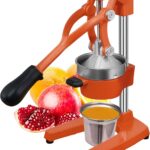 Commercial Heavy Duty Cast Iron Hand Press Manual Orange Citrus Lemon Lime Grapefruit Pomegranate Fruit Juice Squeezer Machine with Stainless Steel Cup