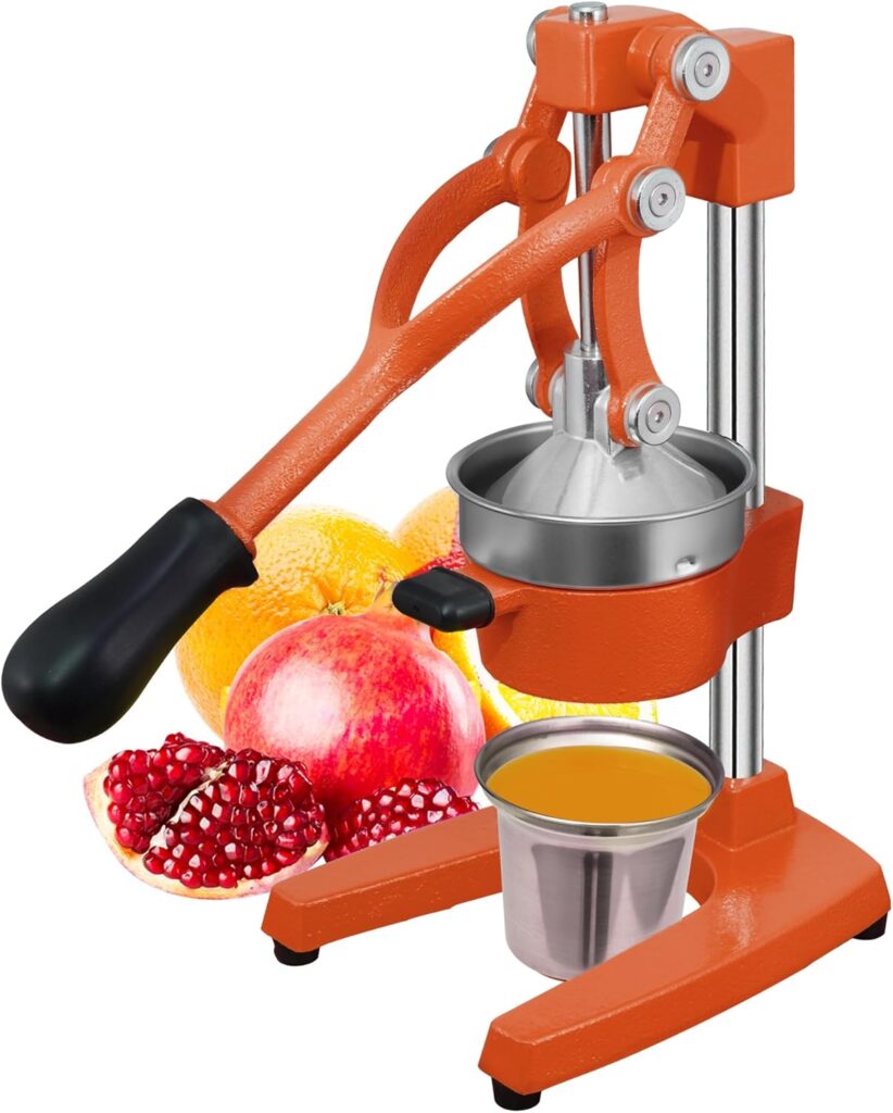 Commercial Heavy Duty Cast Iron Hand Press Manual Orange Citrus Lemon Lime Grapefruit Pomegranate Fruit Juice Squeezer Machine with Stainless Steel Cup