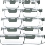 M MCIRCO 10-Pack Glass Food Storage Container with Lids, Airtight Lunch Bento Boxes, Glass Meal Prep Container,Microwave, Oven, Freezer and Dishwasher Friendly