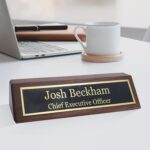 Business Wood Name Plate for Desk | Custom Desk Name Plate Personalized Gift for Office, The Perfect Engraved Name Plaque By Engraving International (2″ x 8″, Walnut Wood)