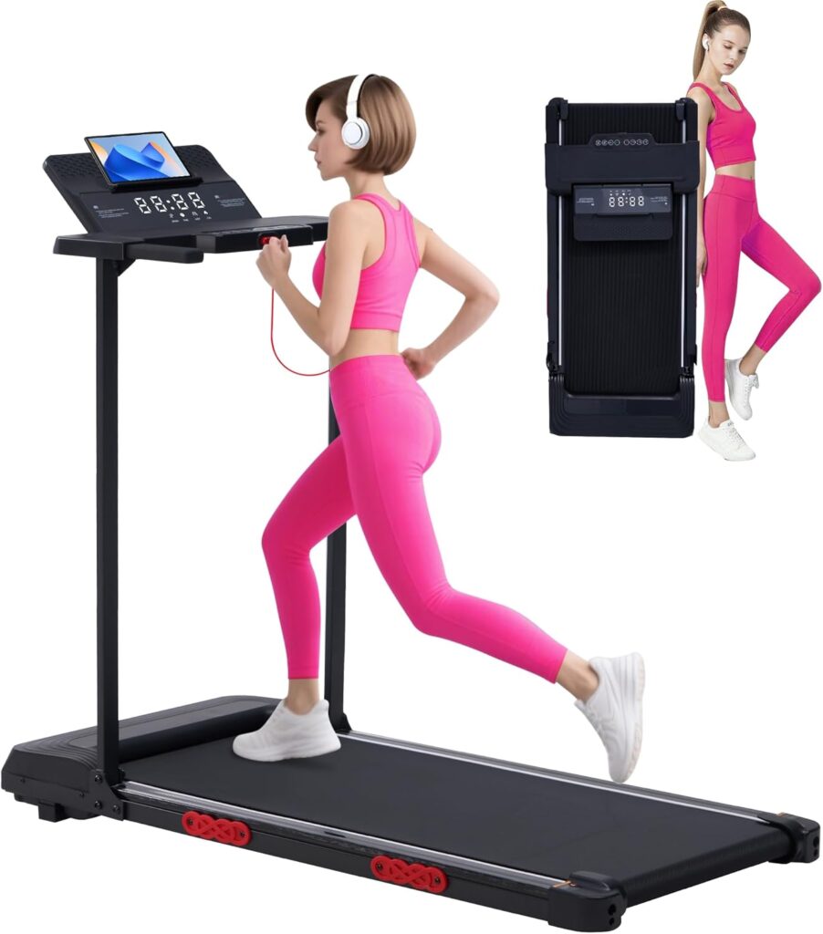 Walking Pad Treadmill with Handle Bar, 3.5HP Compact Electric Walking Pads Treadmills with Handles for Home Apartment Small, 0.6-10MPH Portable Foldable Folding Small Treadmill Home, 400LBS Capacity