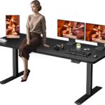 Dual Motor Standing Desk, Large Stand Up Desks, 79×31 Inches Electric Sit Stand Desks, 4 Memory Preset Adjustable Height Computer Table for Home Office with Splice Board (Black)