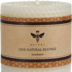 White Beeswax Pillar Candle – Handmade Pure Beeswax Rolled Candle for Gift & Home Decor (3×3 in)