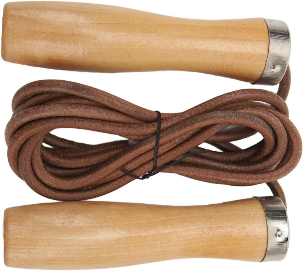 Jumps Rope Cowhide Wooden Handle Portable Highly Effective Skipping Rope for Fitness Exercise