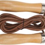 Jumps Rope Cowhide Wooden Handle Portable Highly Effective Skipping Rope for Fitness Exercise