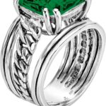 JEAN RACHEL JEWELRY 925 Sterling Silver Ring – Curb Chain Vintage Design with Cushion Shaped Cubic Zirconia – Hypoallergenic, Lead & Nickel Free – Artisan Handcrafted Statement Rings for Women