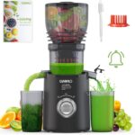 OMMO Juicer Machines, 300W Cold Press Juicer for Whole Vegetables & Fruits with 6” Large Feed Chute, Slow Masticating Juicer Easy to Clean, High Juice Yield, BPA Free, Black