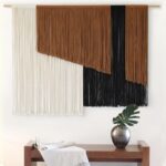 Jakalin Macrame Wall Hanging Dip Dyed Fiber Macrame Wall Decor Boho Cord Living Room Wall Art 57″ Wx43 L