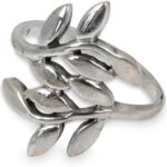 NOVICA Artisan Handmade Sterling Silver Wrap Ring No Stone Thailand Leaf Tree [crownbezel 0.6 in L x 0.8 in W] ‘ Olive Wreath’