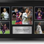HWC Trading Cristiano Ronaldo & Lionel Messi 16 x 12 inch (A3) Printed Gifts Signed Autograph Picture for Football Fans and Supporters – 16″ x 12″ Framed