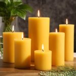 Natural Beeswax Candles Set of 6, Handmade Beeswax Pillar Candles Set, 6 Sizes, 100% Pure Unscented Bees Wax Candle, Honey Aroma Pillar Candles Bulk, for Calming, Relaxing, Air Purification
