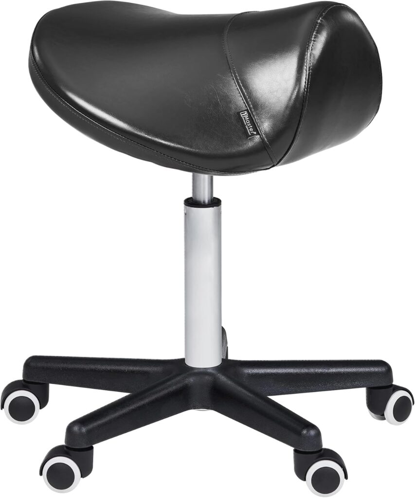 Master Massage Ergonomic Saddle Chair-Saddle Stool- Hydraulic Swivel Rolling Chair-Salon Clinical Tattoo Dentist Clinic Stool-Black