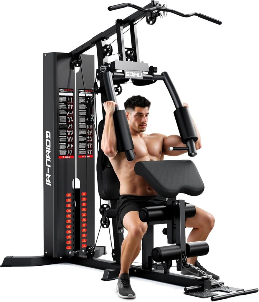 Home Gym, M1 Workout Station with 140LBS Weight Stack, Multifunctional Home Gym Equipment with Pulley System for Full Body Strength Training