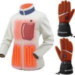 Venustas Recycled Heated Sherpa Jacket for Women + Unisex Heated Gloves, Touchscreen Compatible Ski Work Gloves