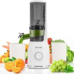 Secura Mesh Free Slow Juicer with Stainless Steel Prong Spiral Auger, Cold Press Juicer, Masticating Juicer Machines with Quiet Motor & Reverse Function for Vegetables and Fruits, White