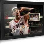 ORIMAMI Signed Basketball Player Allen Ezail Iverson Poster Framed Photo Gift 8×6 Inches with 1x35mm Film Mini Cell Display,Gifts for Allen Ezail Iverson Fans