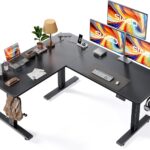 SIAGO L-Shaped Standing Desk – 63 x 55 Inch Adjustable Corner Standing Desk with Charging Station – L Shape Sit Stand Table with Memory Controller, Splice Board for Home Office