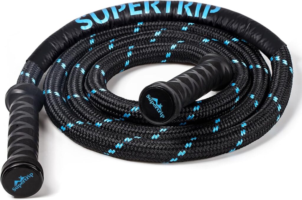 Supertrip Upgraded Weighted Jump Rope for Fitness Men Women Second Generation 360 Rotating Handles, 3.21LBS 3.38LBS 3.41LBS Polyester Heavy Skipping Rope for Exercise Workout Equipment