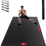 HAPBEAR Extra Large Exercise Mat-7’x5’/6’x8’/6’x9’/6’x10’/6’x12’x8mm(1/3 inch),Non-Slip, Ultra Durable, Thick Workout Mats for Home Gym Flooring Cardio, Yoga Mats for Fitness, High-Density Exercise Mat, Shoes-Friendly