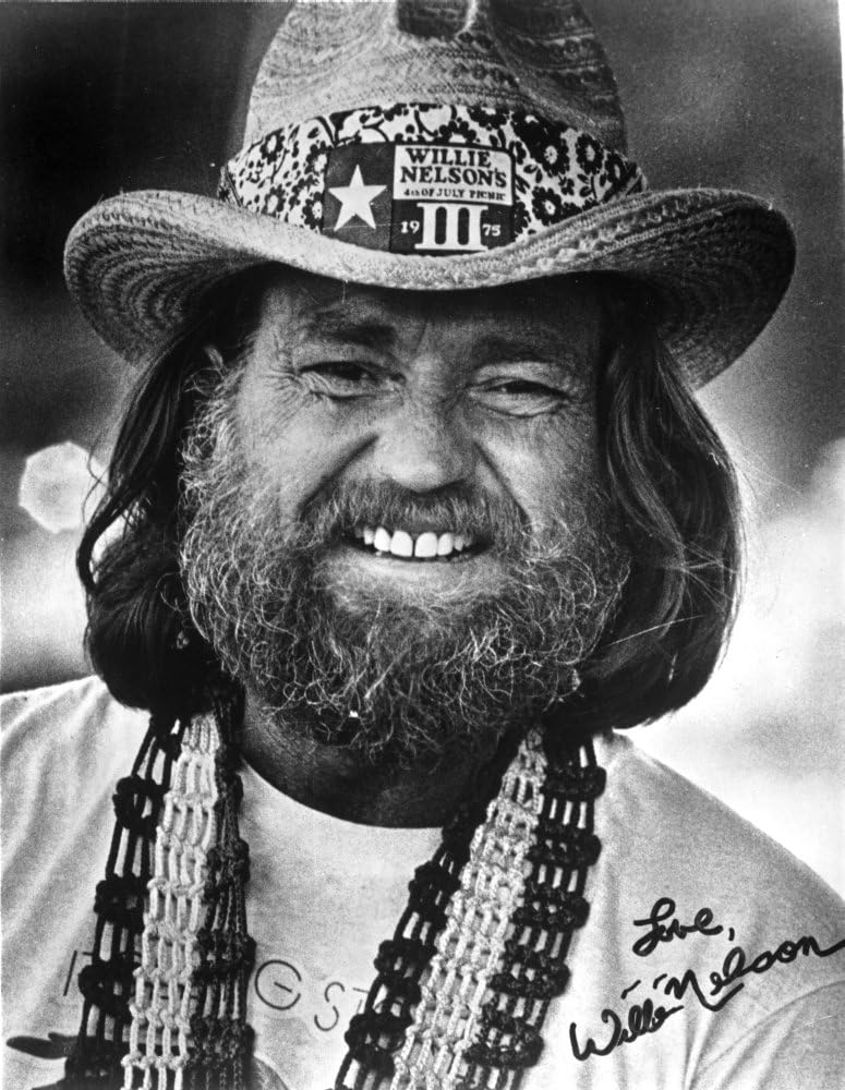 Signed Willie Nelson smiling Photo Print (8 x 10)