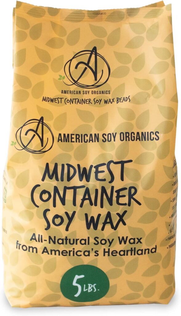 American Soy Organics 100% Midwest Soy Wax Beads for Candle Making – Natural Candle Making Supplies – Paraffin-Free, Beeswax-Free Candle Wax for Container Candles, Tealights and Wax Melts, 5 lbs