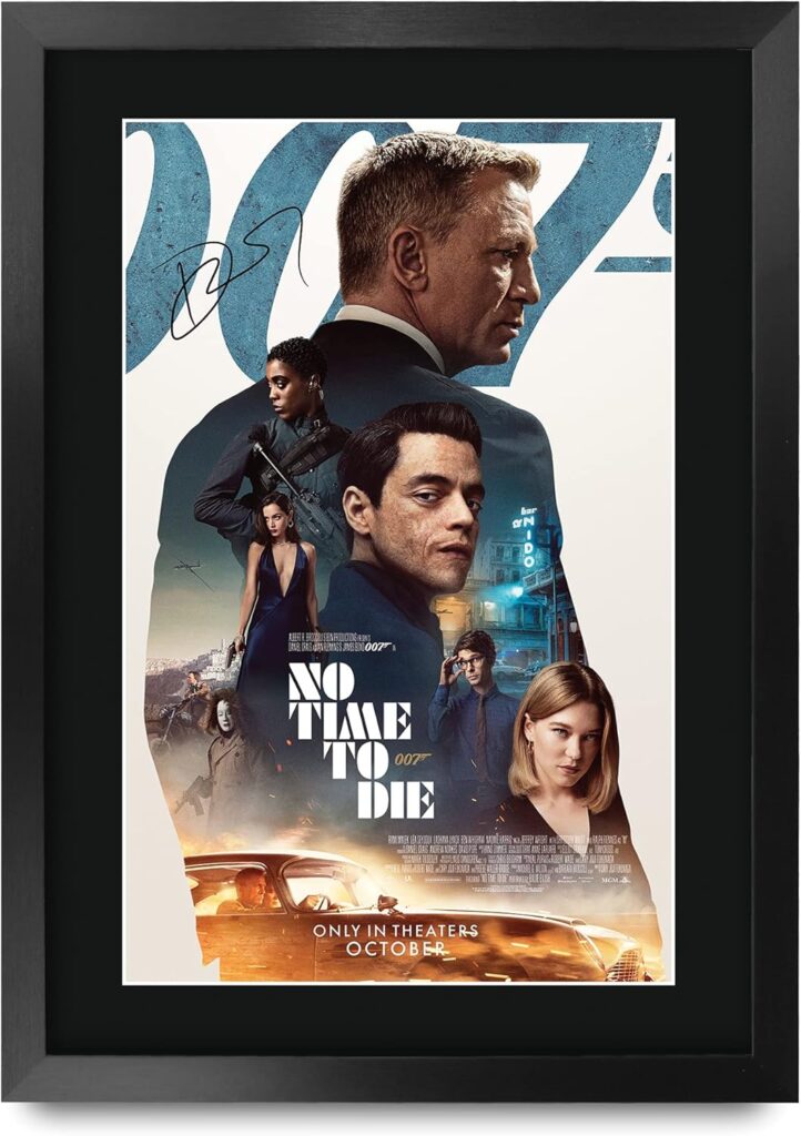 HWC Trading James Bond No Time to Die Daniel Craig 16 x 12 inch Framed Gifts Printed Poster Signed Autograph Picture for Movie Memorabilia Fans – 16″ x 12″ Framed