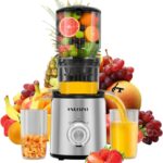 Juicer Machines, Cold Press Juicer with 5.3” Large Feed Chute, Fit Whole Fruit and Vegetable Slow Juice Extractor Machine, 300W Masticating Juicers Easy To Clean, High Juice Yield, BPA Free