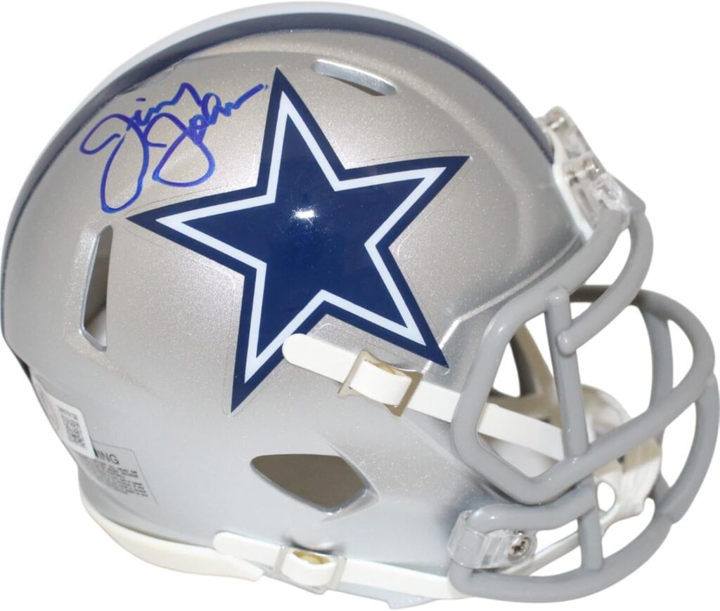 Jimmy Johnson Autographed/Signed Dallas Cowboys Speed Mini Helmet Beckett 48637 – Autographed NFL Mini Helmets