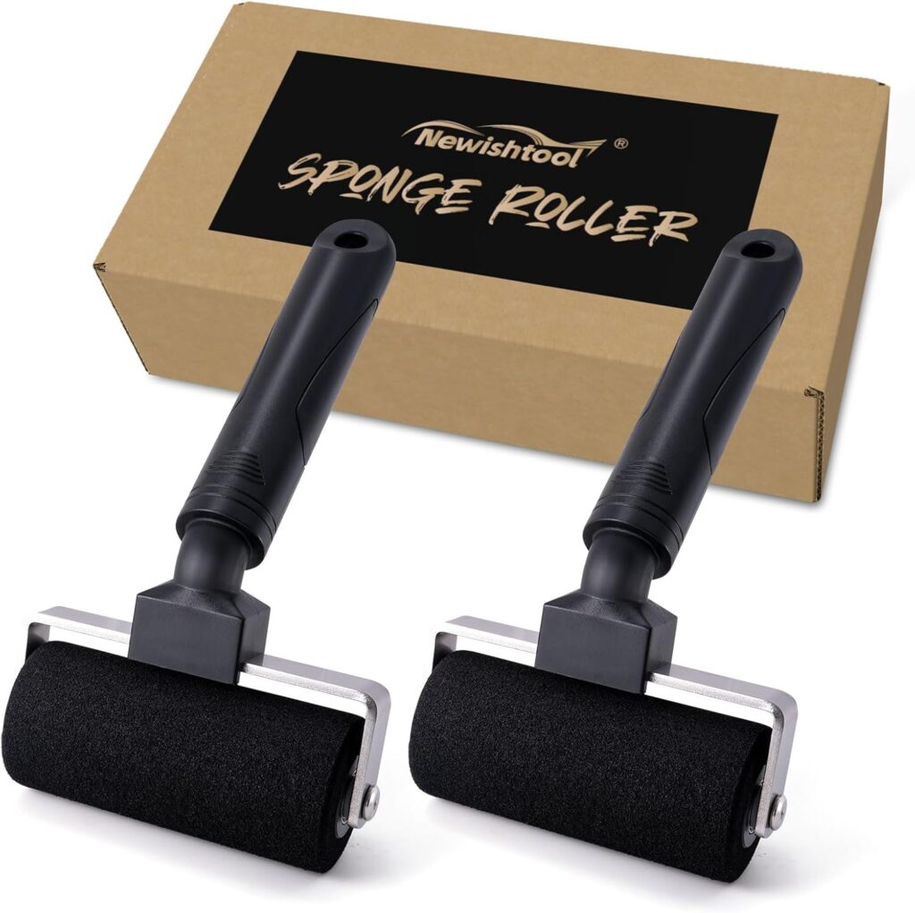NEWISHTOOL 4-Inch Sponge Seam Roller, Rivet Roller for Vinyl Wrap, 2 Pack Foam Roller Car Wrapping Applicator Tools for Rolling Over Rough Textured Uneven Surfaces, Scratch Free Film Roll Tools