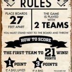 Cornhole Rules Sign Retro Vintage Metal Games Tin Signs Funny Classic Cornhole Board Decor Poster Man Cave Wall Art 8×12 Inch