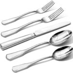 KINGSTONE 20-Piece Silverware Set, 18/10 Stainless Steel Flatware Set for 4, Tableware Cutlery Set, Utensil Sets for Home Restaurant, Mirror Finish, Dishwasher Safe