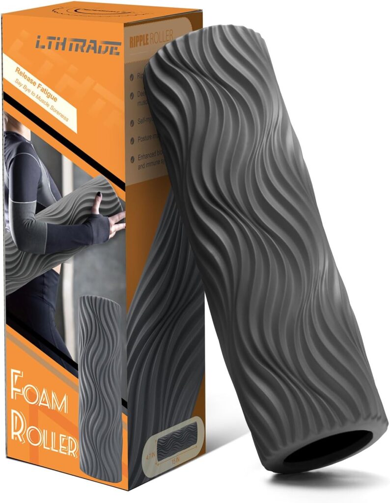 Foam Roller, Deep Tissue Massage Muscle Roller Back Roller Foam with Wave Texture – Back Pain Relief & Physical Therapy, Fitness Foam Roller for Pilates, Yoga (Grey)
