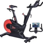 Stationary Bike with Shuttle Smart Knob,Exercise Bike for Home,Spin Bike with Heavy Flywheel,Electromagnetic Control Indoor Cycling Bike with App,Cycle Bike with Seat Cushion