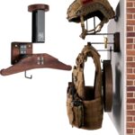 OneTigris Tactical Gear Wall Mount, Motorcycle Helmet Holder Wall Mount Stand, Plate Carrier Rack Jacket Hanger Display Organizer for Police Football Cycling Suit