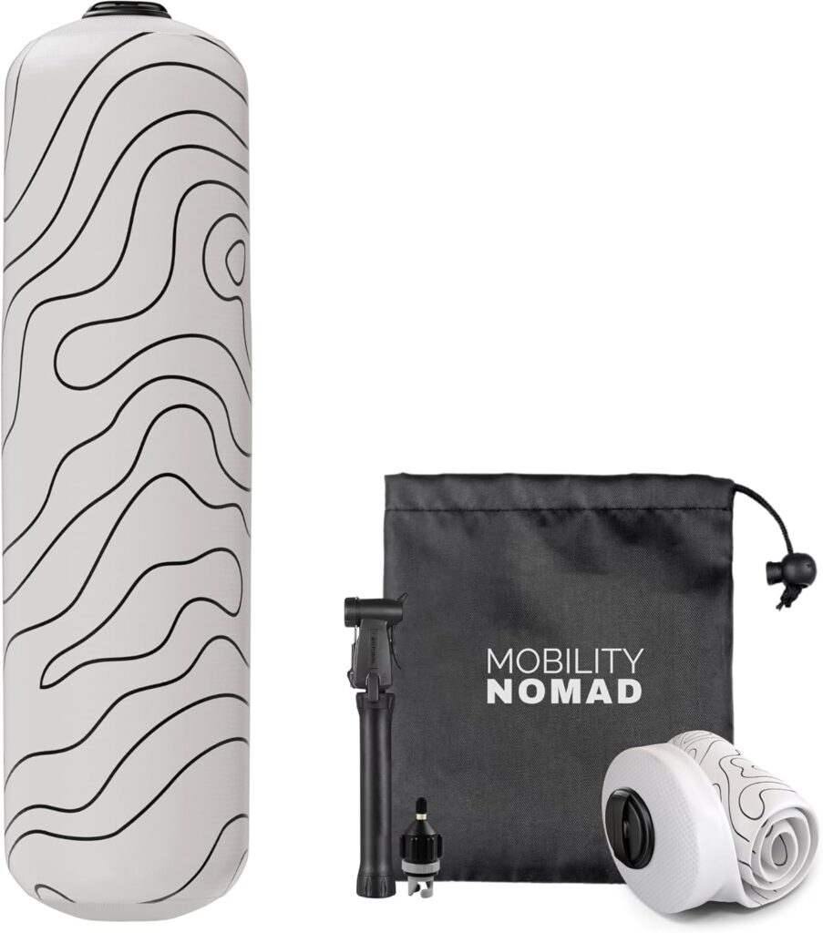 Inflatable Foam Roller – Travel Muscle Recovery Tool, Deep Tissue Massage, Physical Therapy, Hiking & Gym – Adjustable Firmness – Includes Pump, Bag & Adapters (Topo Gray, 15″)