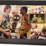 veratwo Signed Larry Bird & Earvin Johnson Basketball Poster Framed Photo Gift 8×6 Inches,with 1x 35mm Film Display,Cool Basketball Memorabilia Gifts for Huge NBA Fans