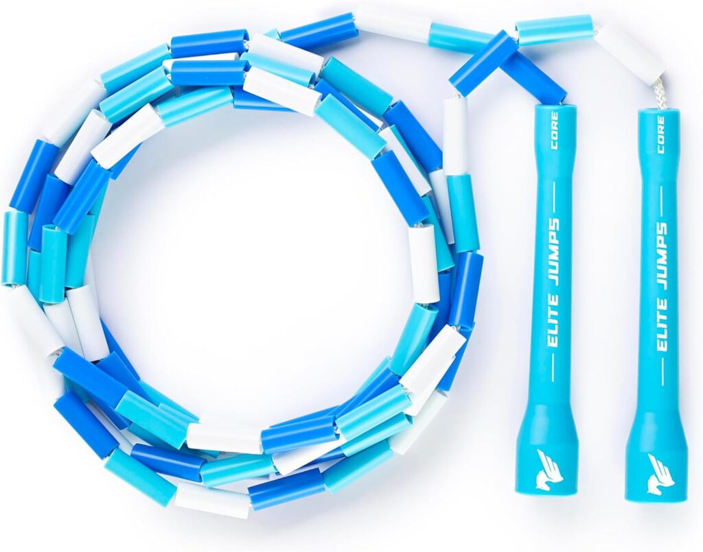 Beaded Kids Exercise Jump Rope – Segmented Skipping Rope for Kids – Durable Shatterproof Outdoor Beads – Light Weight and Tangle Free Exercise Training – Easily Adjustable Kids Jump Rope for Fitness